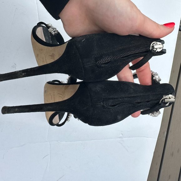 Giuseppe Zanotti Harmony Cometa Sandals Black Suede Star Crystal Studs Eu 38.5 - Picture 9 of 14